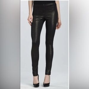 Alice + Olivia x Scoop Faux Leather Metallic Shimmer Black Leggings size 6